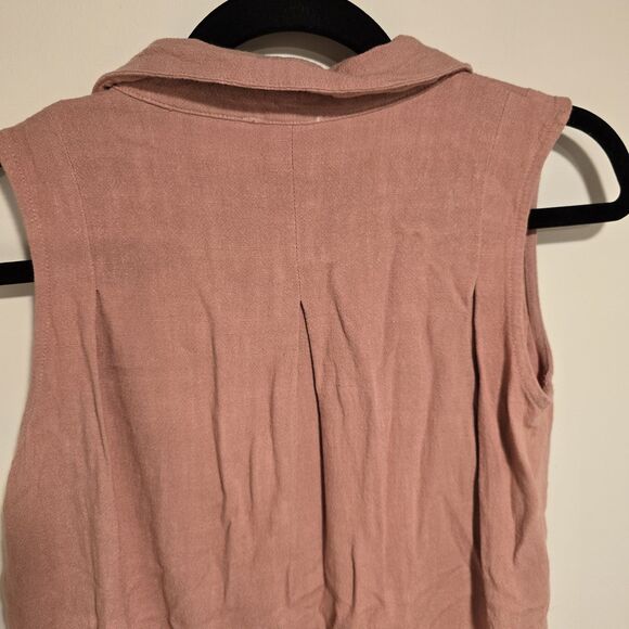 Allie Rose Linen Cotton Blend Boho Beachy Romper Small Mauve Pink Summer Spring - Picture 8 of 11